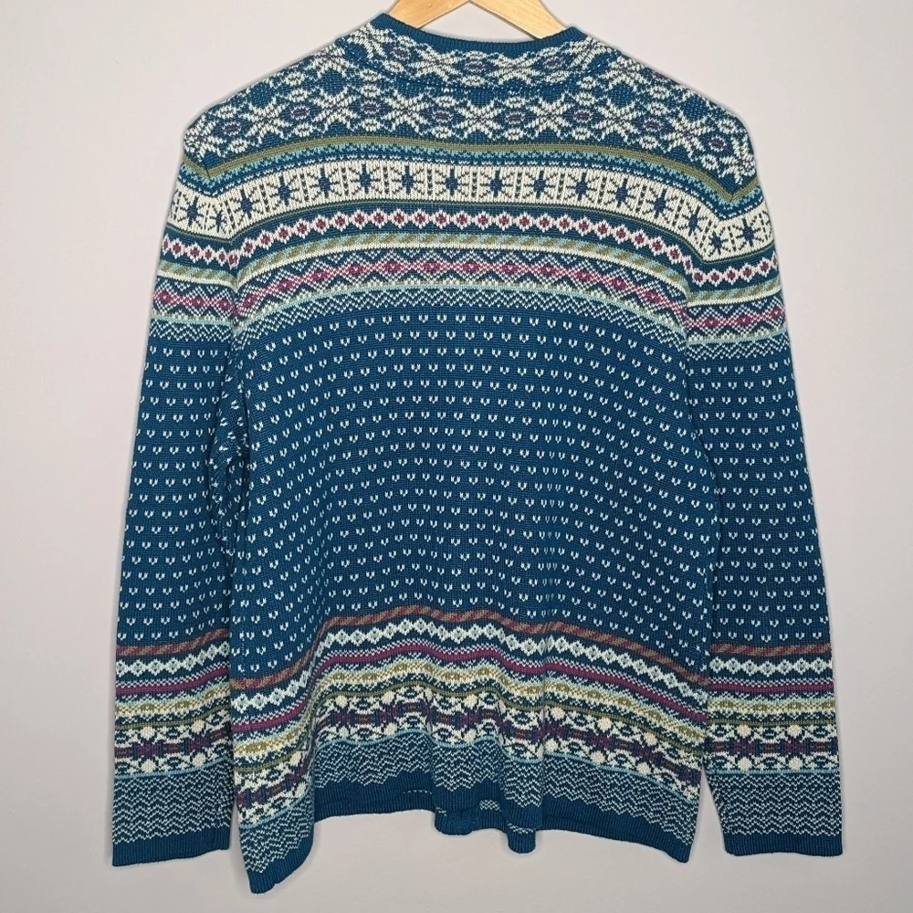 Christopher & Banks Fair Isle Cardigan Sweater Size Large